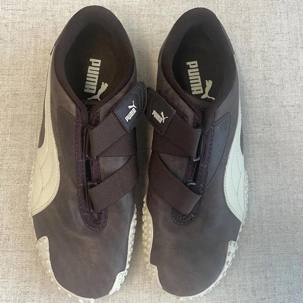 Y2K Puma Mostro Women 6.5 Men/Youth 5 chocolate brown cream hook and loop